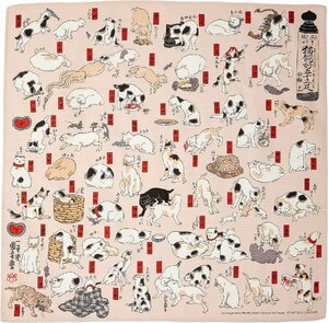 隅田川　小風呂敷　猫飼好五十三疋　約48×48cm　綿100％　日本製　新品