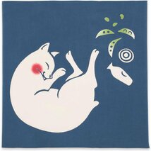 宮本　kenema　注染はんかち　酔い猫　約44×44cm　綿100％　日本製　新品_画像2