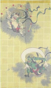 和風のれん　風神雷神　約85×150cm　ポリエステル100％　日本製　新品