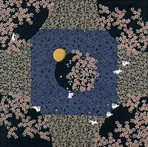 有職　小風呂敷　夜桜うさぎ　約50×50cm　綿100％　日本製　新品