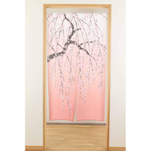 和風のれん　しだれ桜　約85×150cm　ポリエステル100％　日本製　新品_画像2