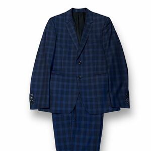 【定価15万円】 未使用品 PaulSmith ポールスミス スーツ 上下 セットアップ 175cm ブルー チェック模様 極美品 
