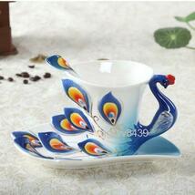 コーヒーカップ ティーカップ ソーサー セット マグカップ 北欧風 陶器 食器 油絵風 ギフト 高級感 おしゃれ 大きい 安い 6色_画像1