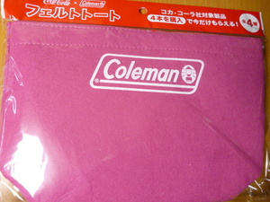  pink not for sale Coca * Cola Coleman felt tote bag Coca Cola tote bag 