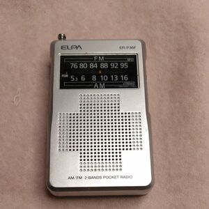 ELPA 朝日電器 AM/FMポケットラジオ ER-P36F ワイドFM対応 新電池付 動作確認品 