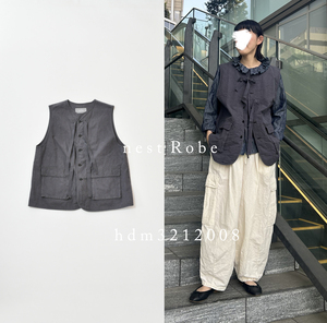 美品 23ss nest Robe ネストローブ スーピマコットンリネン リボンベスト