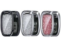 送料220円 AUDI アウディ A4 S4 RS4 ラインストーン スマートキー ケース カバー ホワイト＆ブラックメッキ_画像3
