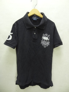  nationwide free shipping USA America old clothes POLO RALPH LAUREN men's & lady's rom and rear (before and after) . entering short sleeves black color deer. . material polo-shirt S size 