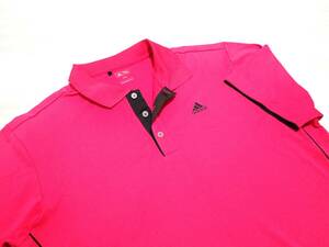 ☆adidas GOLF　☆アディダス　☆ポリエステル　☆テーラーメイド　☆ゴルフウエア　☆半袖ポロシャツ　☆ピンク×ブラック　☆O 