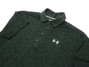 ☆UNDER ARMOUR　☆アンダーアーマー　☆スポーツウエア　☆透かし模様　☆半袖ポロシャツ　☆深緑　☆ミリタリー　☆メンズ　☆Ｍ 