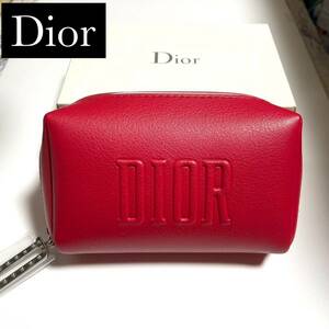 ChristianDior クリスチャンディオール ポーチ　化粧ポーチ　小物入れ　赤　ノベルティ　非売品　箱付き .