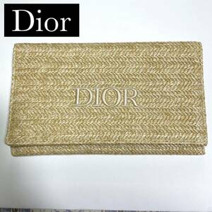 ( a little with translation )Christian Dior Christian Dior pouch clutch bag make-up pouch Flat straw pouch Novelty not for sale 