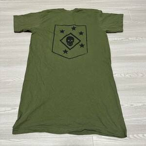 ☆人気商品☆ 沖縄 米軍放出品 USMC MARINE RAIDERS ミリタリー 半袖 Tシャツ オシャレ ファッション 古着 OD MEDIUM (管理番号QR128)