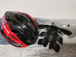 【OGK KABUTO VITT]オージーケーカブト ヴィット G-2 レッド 自転車 ヘルメット Lサイズ AR-3 ライトスモークシールド、内装パッド付属