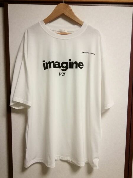 【Chaco closet】 オーバーサイズロゴデザインTシャツ★シーイン 半袖 ホワイト 白