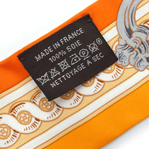 エルメス スカーフ HERMES シルク ツイリー BRIDE DE COUR 法廷の勒 オレンジ レディース OJ10127_画像7