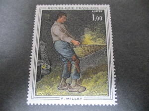 *** France 1971 year [ fine art stamp ( Millet .[ wheat .... person ] ) ] single one-side unused NH glue have *** picture / art / art 