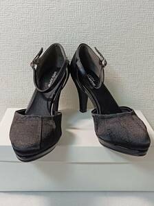 NN0808　１７４　中古　美品　marie　claire　マリクレール　フォーマル　ブラック　パンプス　23.5cm　パーティーパンプス　ヒール　靴