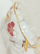 NN0808　１６７　未使用　桂由美　ガラス製　カップ＆ソーサー　花柄　５色揃え　YU-104　洋食器　ティーカップ　珈琲カップ　デザート皿　_画像4