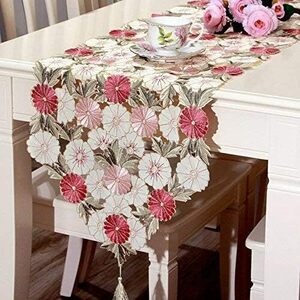 おしゃれ テーブルマット 欧風 テーブルクロス 花柄刺繍 三色花 テーブルセンター クリスマス飾り テーブルランナー