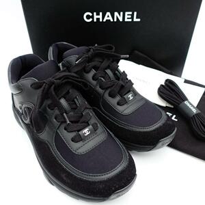 23cm Chanel シャネル ココマーク スニーカー ブラック レディース