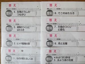 ☆最新版　カラーテスト　解答　小学校　６年生　1年分　理科　啓　新学社　8枚