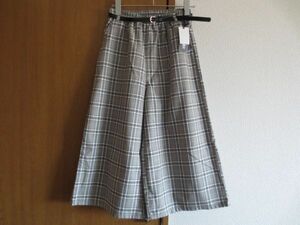 ☆LINDAUER　ワイドパンツ　150㎝　グレー　チェック　ベルト付　タグ付き新品