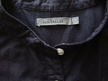 SUN VALLEY サンバレー コットンオックスシャツワンピース スタンドカラー ネイビー紺色 製品染め羽織りにも ロングワンピ 中古着used_画像4