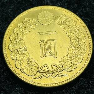 一圓 大日本 明治30年 新一円金貨　大型金貨　古錢 貿易銀 あ997