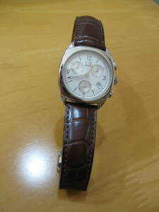  super-beauty goods rare goods operation goods DUNHILL Dunhill men's watch tea leather belt white face chronograph 