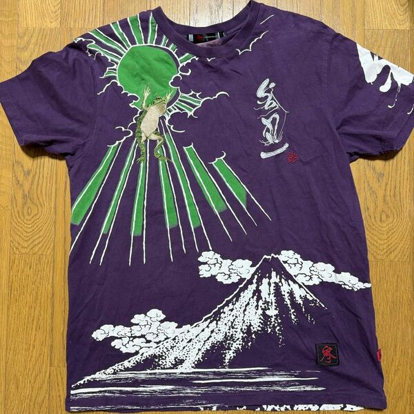 参丸一　サンマルイチ　バンザイカエル　和柄Tシャツ　半袖　富士山　紫