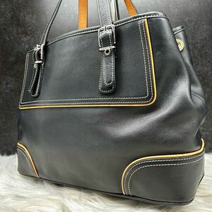 ●美品 入手困難品 ●コーチ Coach ●トートバッグ ビジネスバッグ ハンドバッグ ●パイピング ブラック オレンジ グラブタンレザー メンズ