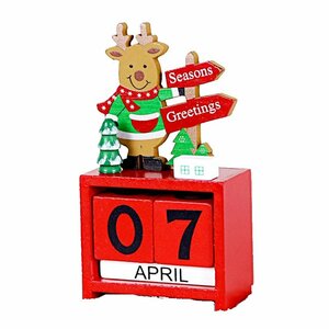 【C10826】送料無料 クリスマス 木製カレンダー トナカイ カレンダー オブジェ 置物 デスク 卓上 インテリア 装飾 雑貨 北欧 東欧