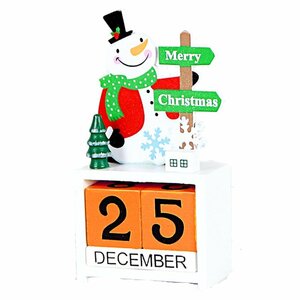 【C10827】送料無料 クリスマス 木製カレンダー 雪だるま カレンダー オブジェ 置物 デスク 卓上 インテリア 装飾 飾り 雑貨 北欧 東欧