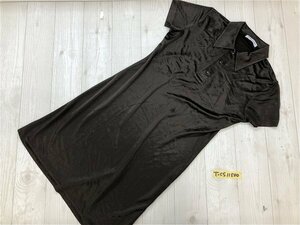 SHIPS LADIES シップス レディース 光沢 半袖ポロシャツワンピース 焦げ茶