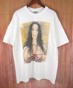 ST10724 90-00s Cher シェール Do You Believe Tour Tシャツ HANES ロックT ホワイト XL（46-48）（クリックポスト可）