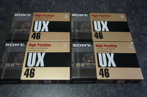 NEW SONY CASSETTE TAPE UX46 × ４本 HIGH POSITION TYPE-II ソニーカセットテープ ハイポジション 貴重な新品未開封未使用品