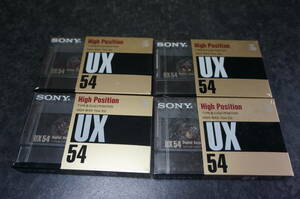 NEW SONY CASSETTE TAPE UX54 × 4本 HIGH POSITION TYPE-II ソニーカセットテープ ハイポジション 貴重な新品未開封未使用品