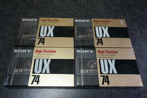 NEW SONY CASSETTE TAPE UX74 × ４本 HIGH POSITION TYPE-II ソニーカセットテープ ハイポジション 貴重な新品未開封未使用品