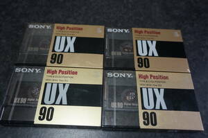 NEW SONY CASSETTE TAPE UX90 × 4本 HIGH POSITION TYPE-II ソニーカセットテープ ハイポジション 貴重な新品未開封未使用品