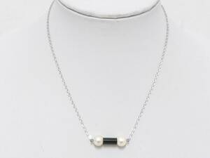 【美品】MIKIMOTO ミキモト シルバー留具 本真珠付き ペンダント/パール粒約6mm玉/全長約34cm/ネックレス/ブランドアクセサリー/04OM050105