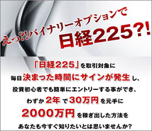 JPN225専用 月収100万円以上も可能 バイナリーオプション 日経平均株価専用 ハイローオーストラリア サインツール 必勝法 自動売買 先物_画像2