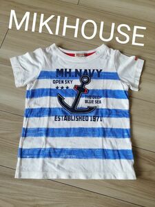 110 ミキハウス　MIKIHOUSE 半袖Tシャツ Tシャツ 半袖 トップス マリンボーダー　イカリ　夏