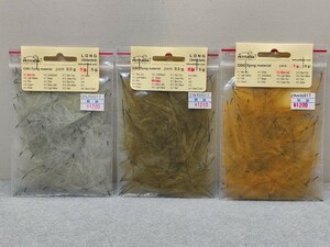 PETITJEAN　CDC-Tying material　Blue Dun/Olive/Yellow（old） 3点セット 毛鉤/フライマテリアル/フライ素材 管T29