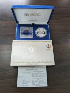 [未使用] 2002 日韓ワールドカップ FIFA WORLD CUP KOREA JAPAN 1000円 千円 プルーフ シルバー 銀貨 コイン ミント 記念貨幣 ケース付き