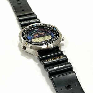 ☆希少 電池交換済み CASIO SKY WALKER カシオ スカイウォーカー SKY-1100 シルバー × ブラック デジタル ヴィンテージ 腕時計の画像7