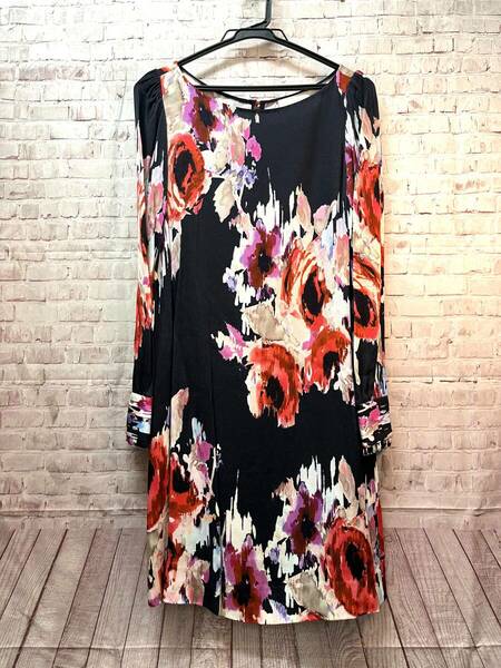 【美品】Kate spade　ケイトスペード　HAZY FLORAL CORDETTE DRESS フレア ワンピース　0　マルチカラー