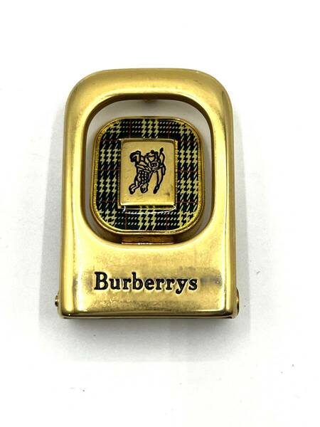 BURBERRYS　バーバリー ベルトバックル　ゴールド　チェック　騎士ロゴ　ベルト対応幅：3.0