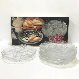 【未使用品】 HOYA CRYSTAL ホヤクリスタル ガラス 食器 中皿 5客セット セレーサ FBD2150 保谷硝子 コレクション 箱付き ■A028