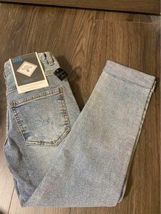 dear denim 定価8,690 無地裾カットオフデニムパンツ ブルー S